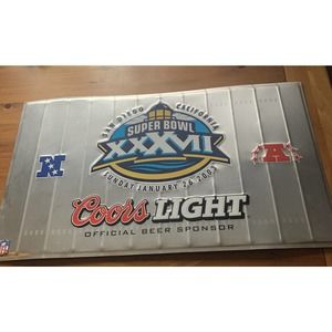 Ultra Rare 2003 Super Bowl XXXVII Coors Light Official Sign ltd edition 33x19